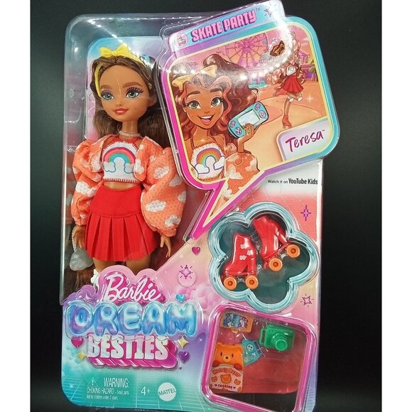 Barbie Dream Besties Skate Party Teresa Doll With Accessories Roller Skates - Picture 1 of 8